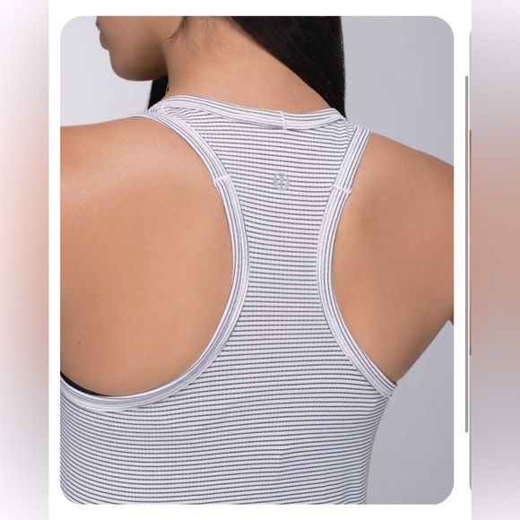 Lululemon Swiftly Tech Racerback White Black Stripe tank top S/M - Picture 2 of 10